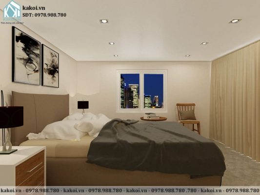 Không gian phòng ngủ tầng 1 mẫu nhà cấp 4 diện tích 40m2