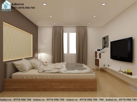 Không gian phòng ngủ trên tầng gác mẫu nhà cấp 4 40m2