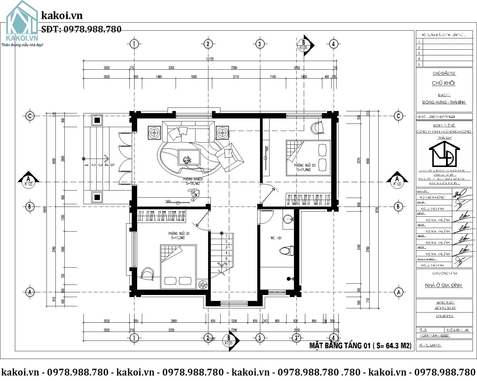 Mặt bằng công năng tầng 1 mẫu biệt thự 2 tầng mái Nhật KKBTV221
