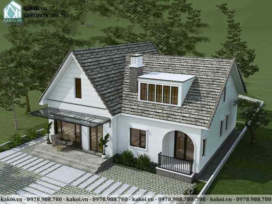 Phối cảnh trên cao mẫu nhà cấp 4 diện tích 11x11m KKNC4097