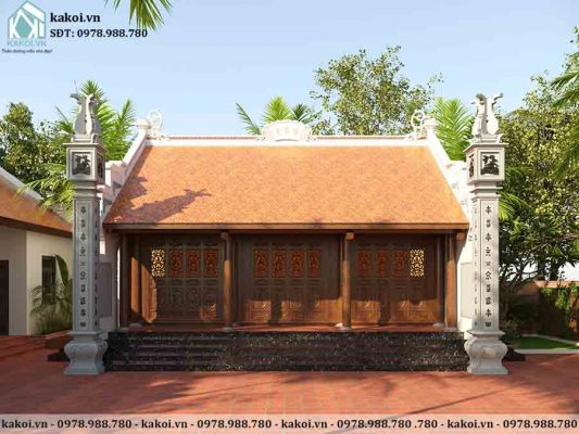 Mẫu thiết kế nhà thờ bê tông giả gỗ 10x8m