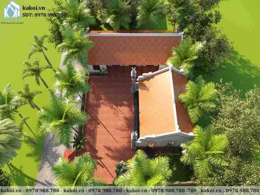 Phối cảnh trên cao mẫu thiết kế nhà thờ bê tông giả gỗ KKNTH004