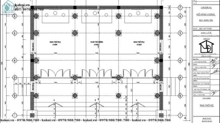 Mặt bằng bố trí nội thất mẫu thiết kế nhà thờ bê tông giả gỗ KKNTH004