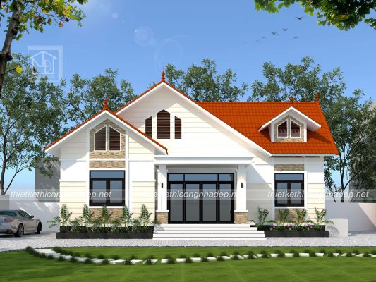 Mặt tiền mẫu nhà cấp 4 mái thái đẹp kknc4125