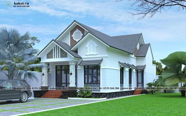 Mẫu nhà cấp 4 có gác lửng 3 phòng ngủ ấn tượng