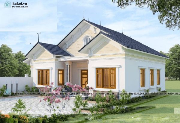 Nhà cấp 4 chữ U 4 phòng ngủ ấn tượng.