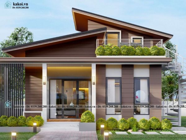 nhà cấp 4 nông thôn mái lệch hiện đại