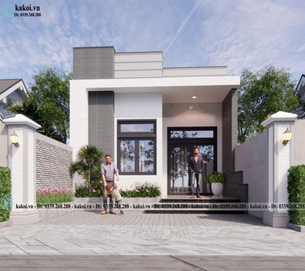 Nhà cấp 4 6x15 3 phòng ngủ mái bằng