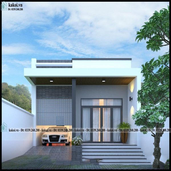 Nhà cấp 4 6x15 3 phòng ngủ có gara ô tô