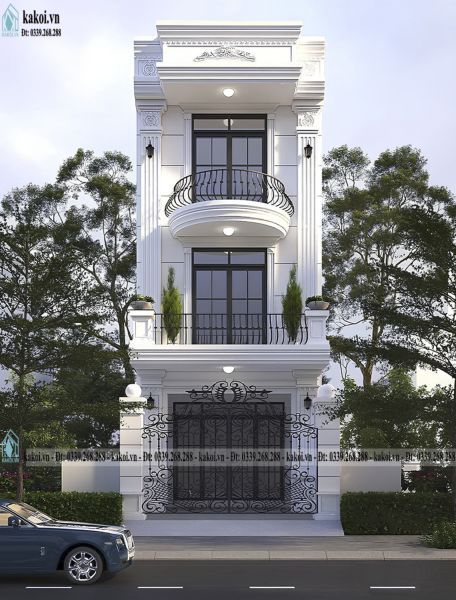 Nhà ống tân cổ điển 3 tầng mái bằng