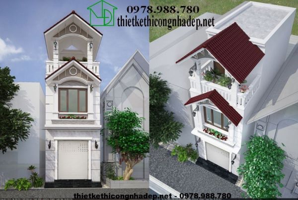 Nhà ống tân cổ điển 3 tầng kích thước 3,5x12m